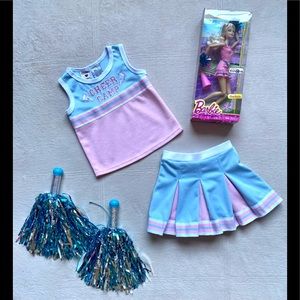 CHEERLEADER Costume, Little Girls Size S (4-6), RARE 2012 Barbie Cheer, Pom-Poms